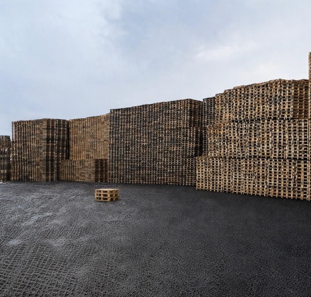 Palettenwand bei DirectPAL — Lagerkapazität für Holzpaletten
